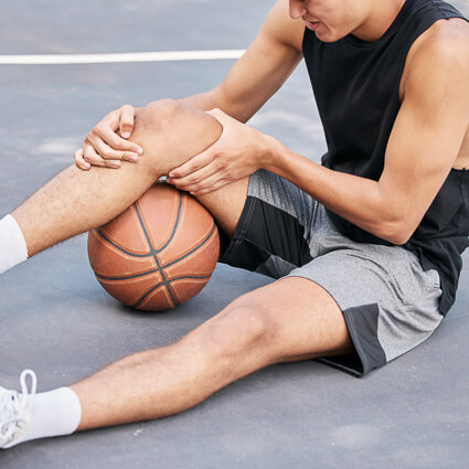 Athlete receiving sports injury care